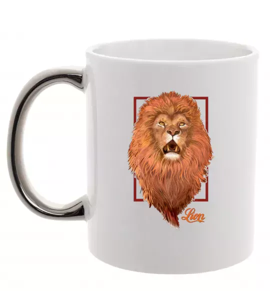 Чашка з кольоровою ручкою Lion Срібло фото