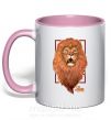 Чашка з кольоровою ручкою Lion Ніжно рожевий фото