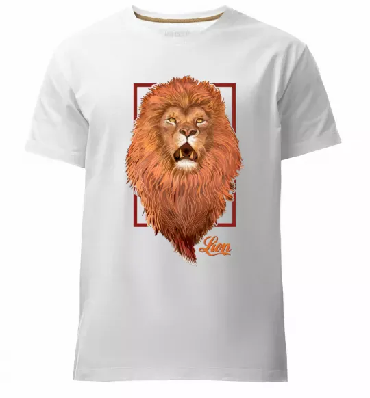 Мужская премиум футболка Lion Белый фото
