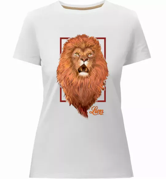Женская премиум футболка Lion Белый фото