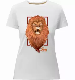 Женская премиум футболка Синій лев Черный фото