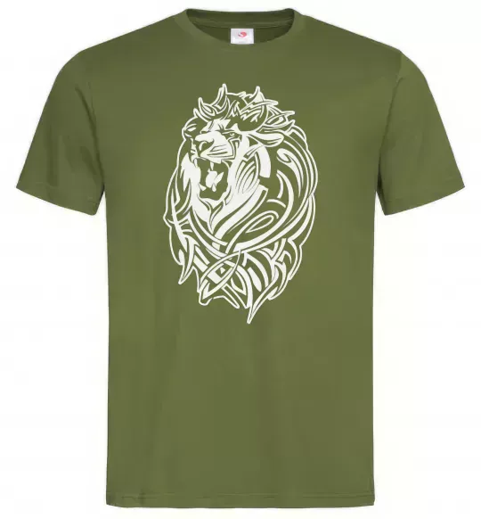 Мужская футболка Lion wh Оливковый фото