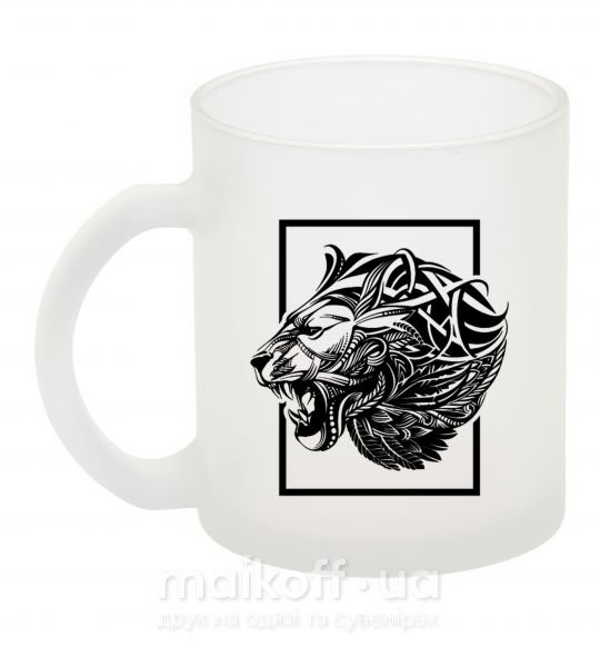 Чашка стеклянная Тигр рамка черный Фроузен фото