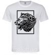 Мужская футболка Тигр рамка черный Белый фото