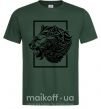Мужская футболка Тигр рамка черный Темно-зеленый фото