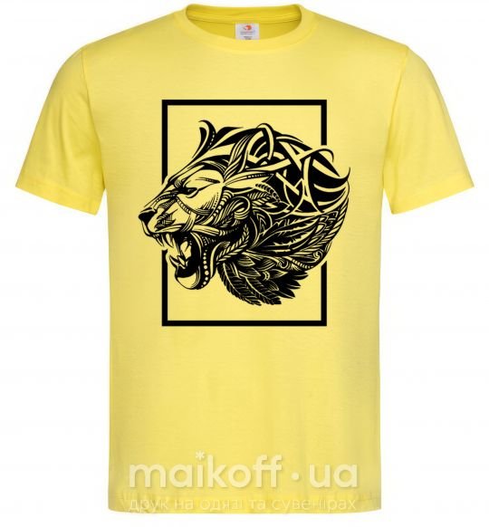 Мужская футболка Тигр рамка черный Лимонный фото