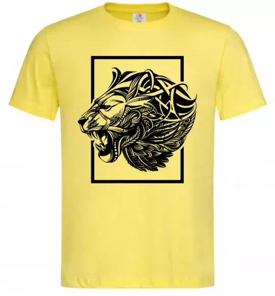 Мужская футболка Тигр рамка чорний Лимонный фото