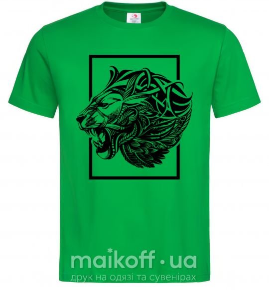 Мужская футболка Тигр рамка черный Зеленый фото