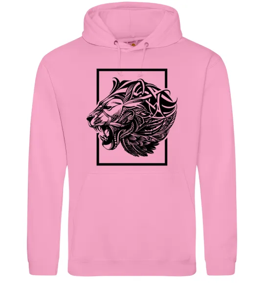 Чоловіча толстовка (худі) Тигр рамка чорний Рожевий фото