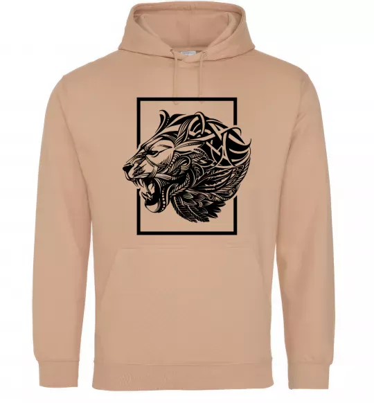 Чоловіча толстовка (худі) Тигр рамка чорний Пісочний фото