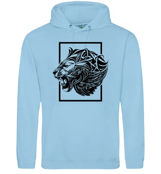 Жіноча толстовка (худі) Тигр рамка чорний Блакитний фото