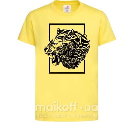 Детская футболка Тигр рамка черный Лимонный фото