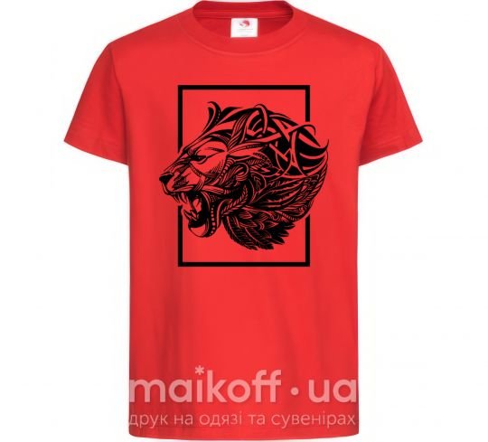 Детская футболка Тигр рамка черный Красный фото