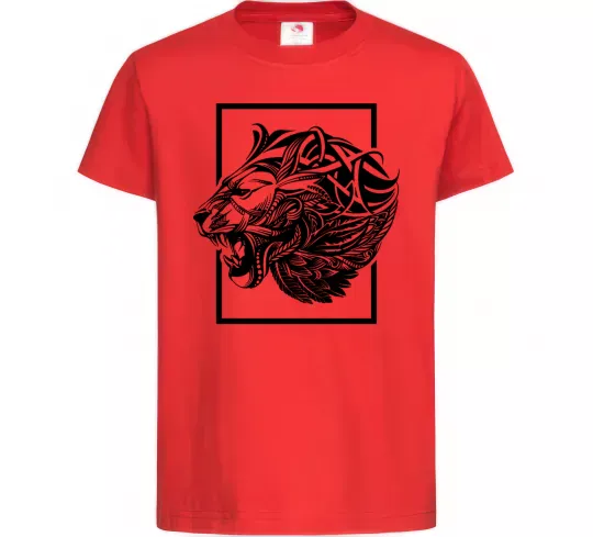 Детская футболка Тигр рамка чорний Красный фото