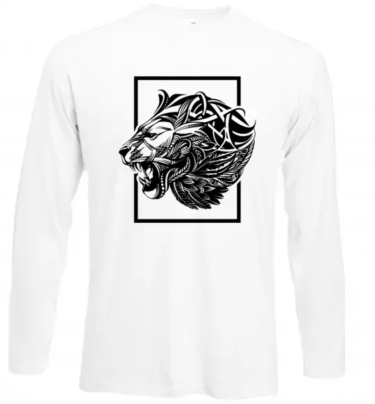 Лонгслив Тигр рамка чорний Белый фото