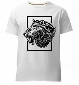 Мужская премиум футболка Тигр рамка Белый фото