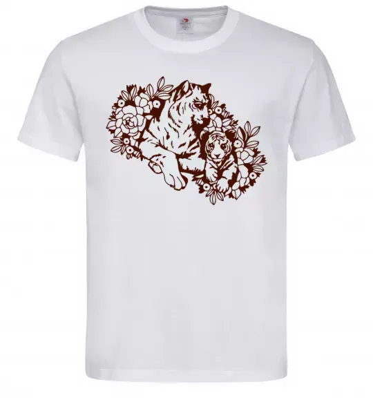 Чоловіча футболка Тигриця й тигреня Білий фото
