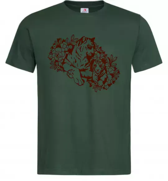 Чоловіча футболка Тигриця й тигреня Темно-зелений фото