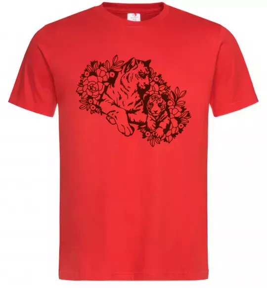 Чоловіча футболка Тигриця й тигреня Червоний фото