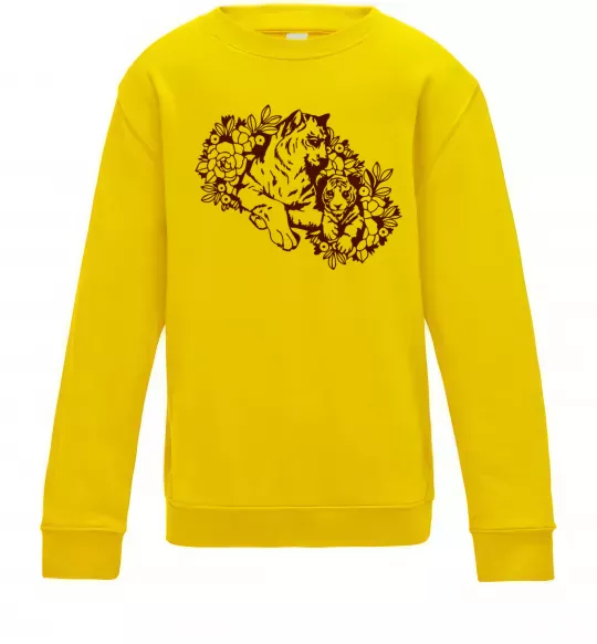 Детский Свитшот Тигриця й тигреня Солнечно желтый фото
