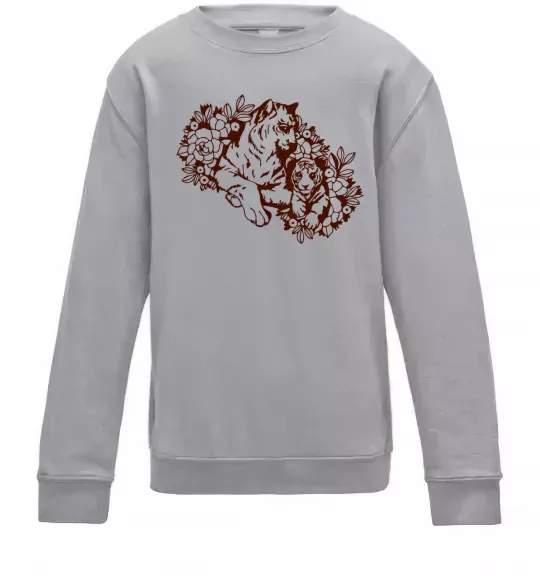 Детский Свитшот Тигриця й тигреня Серый меланж фото