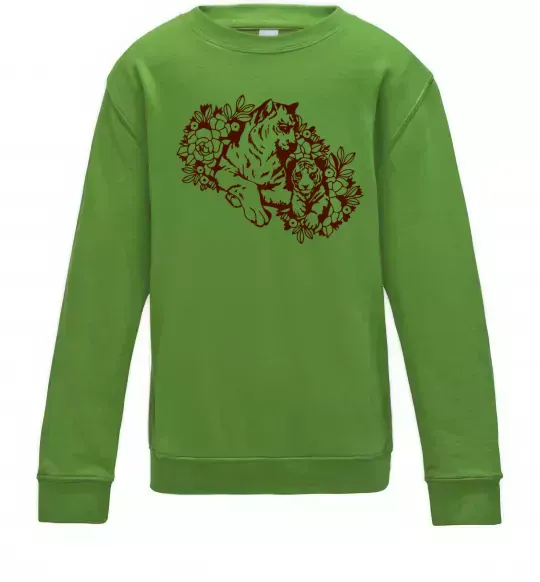 Детский Свитшот Тигриця й тигреня Лаймовый фото