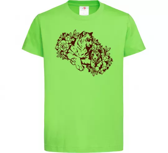 Дитяча футболка Тигриця й тигреня Лаймовий фото