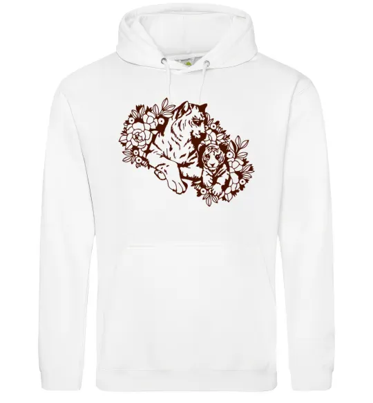 Чоловіча толстовка (худі) Тигриця й тигреня Білий фото