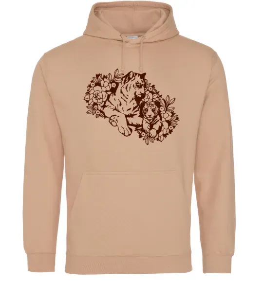 Чоловіча толстовка (худі) Тигриця й тигреня Пісочний фото