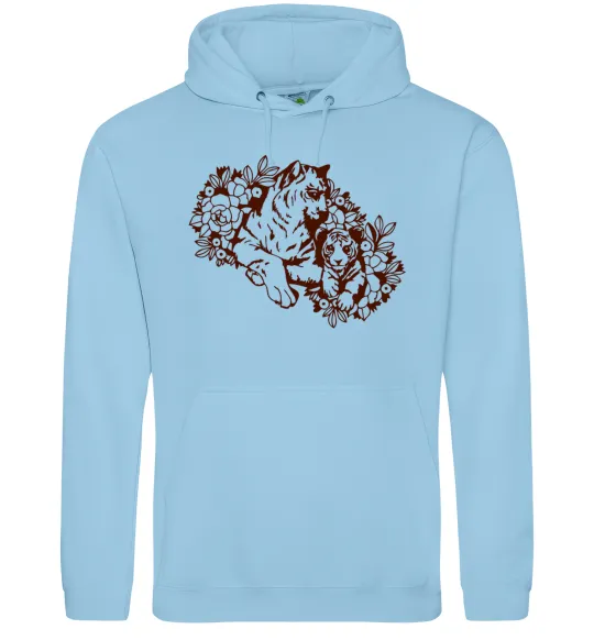 Чоловіча толстовка (худі) Тигриця й тигреня Блакитний фото