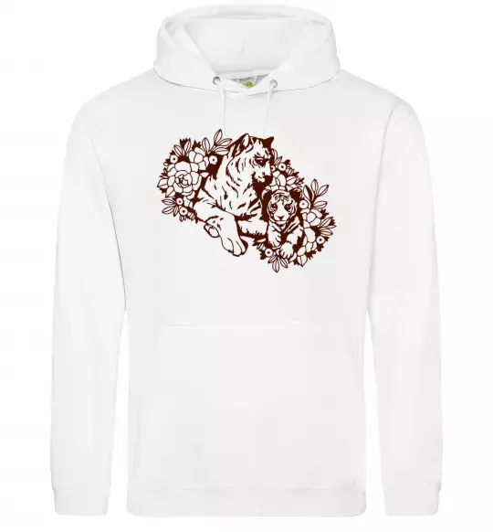 Жіноча толстовка (худі) Тигриця й тигреня Білий фото