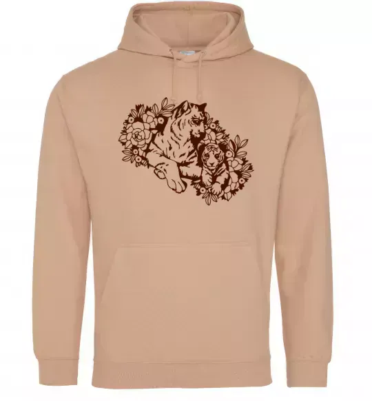 Жіноча толстовка (худі) Тигриця й тигреня Пісочний фото