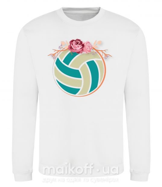 Свитшот Волейбольный мяч с розами Белый фото