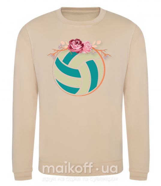 Свитшот Волейбольный мяч с розами Песочный фото
