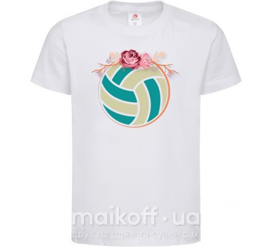 Дитяча футболка Волейбольный мяч с розами Білий фото