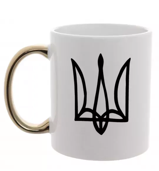 Чашка с цветной ручкой Герб малюнок Золото фото
