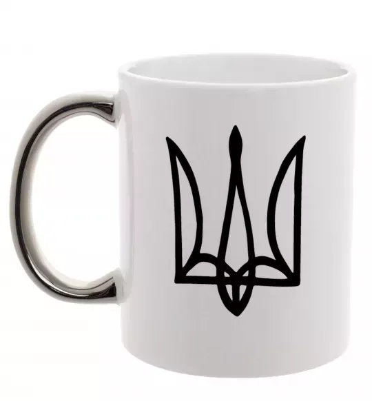 Чашка с цветной ручкой Герб малюнок Серебро фото