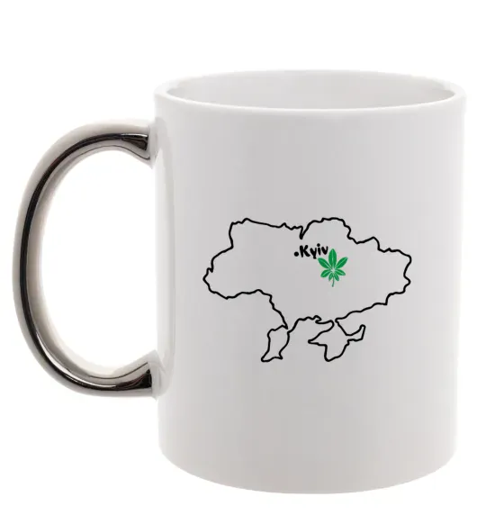 Чашка с цветной ручкой Киянин Серебро фото