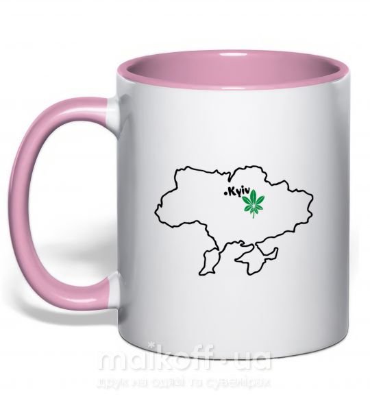 Чашка с цветной ручкой Киянин Нежно розовый фото