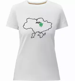 Женская премиум футболка Київ каштан емблема Белый фото