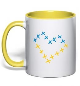 Чашка с цветной ручкой Серце з хрестиків