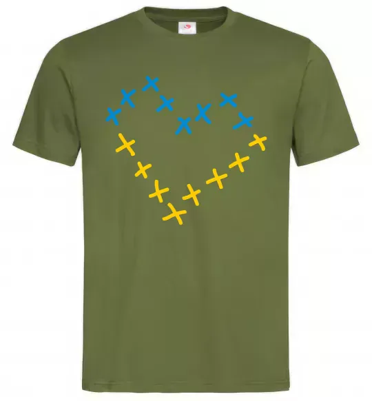 Чоловіча футболка Серце з хрестиків Оливковий фото