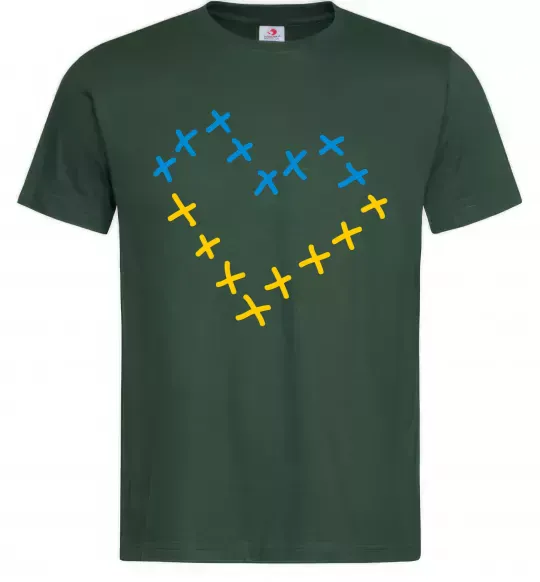 Чоловіча футболка Серце з хрестиків Темно-зелений фото