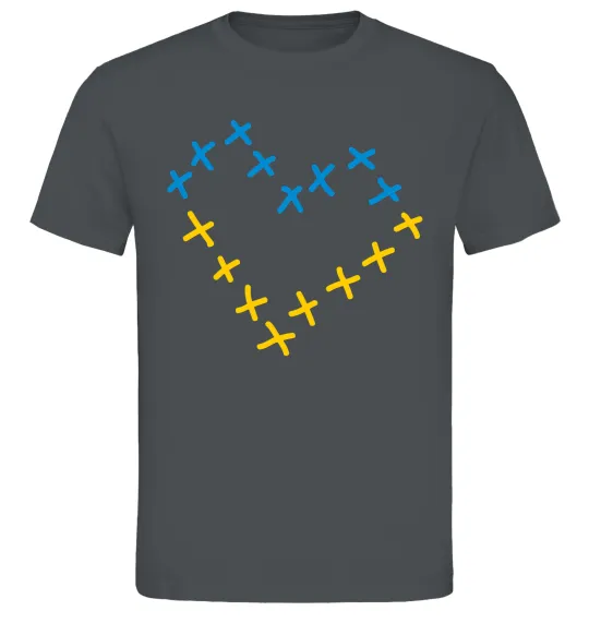 Чоловіча футболка Серце з хрестиків Графіт фото