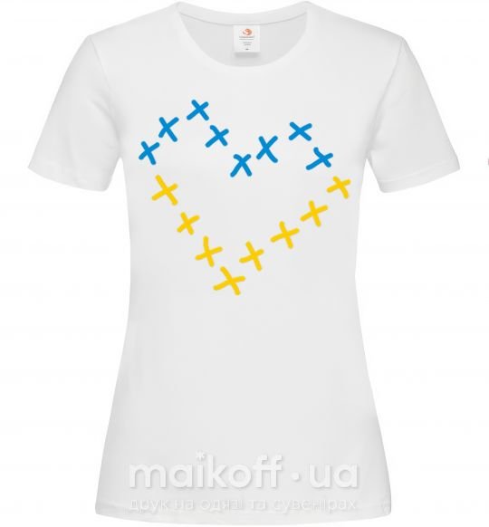 Жіноча футболка Серце з хрестиків Білий фото