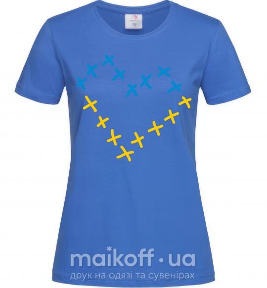 Женская футболка Серце з хрестиків Ярко-синий фото