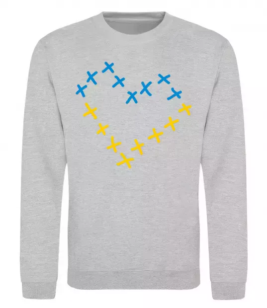 Свитшот Серце з хрестиків Серый меланж фото