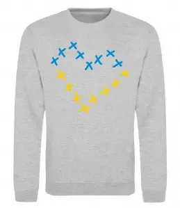 Свитшот Серце з хрестиків Серый меланж фото