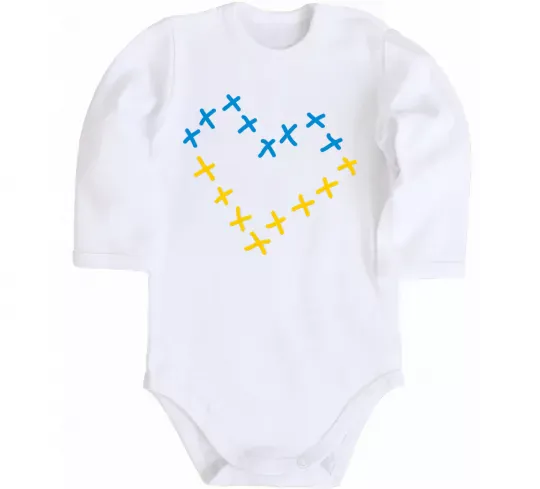 Дитячий бодік Серце з хрестиків Білий фото