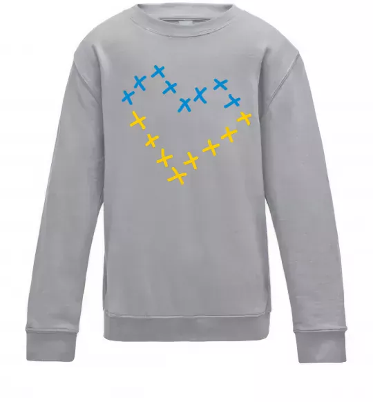Детский Свитшот Серце з хрестиків Серый меланж фото
